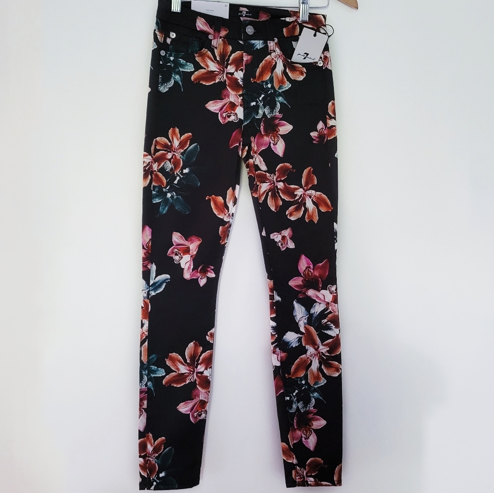 NEW 7 for All Mankind Floral Ankle Skinny Jeans Size 23